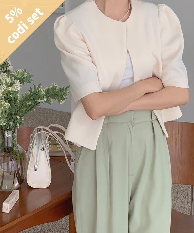 파우더 퍼프 자켓 + 노크 반팔 티셔츠 여성의류쇼핑몰 달트