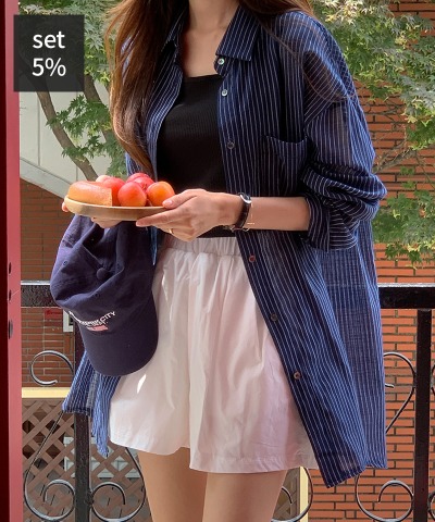 미노 스트라이프 셔츠 + 원트 밴딩 팬츠 여성의류쇼핑몰 달트